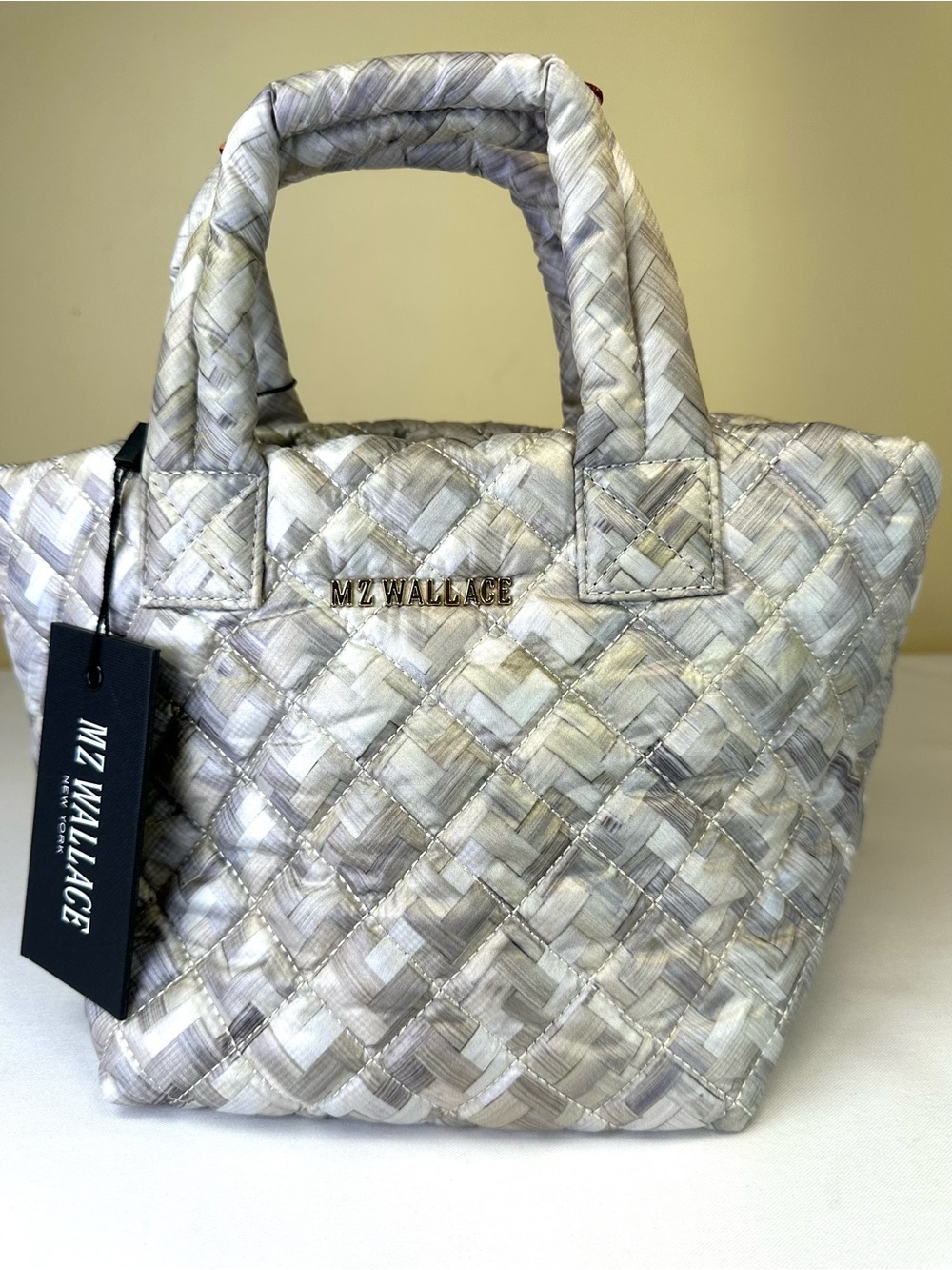 MZ Wallace Metro Tote XXS quilted nylon top handle color Basketweave NWT